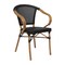 Merrick Lane Mael Stacking Thonet Bistro Style Chair with Arms, Textilene Seat, and Bamboo Finished Metal Frame for Indoor/Outdoor Use